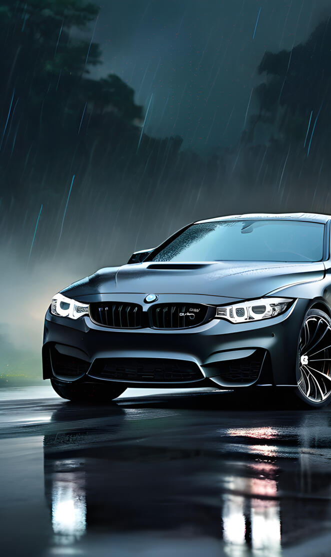 BMW M4 in rain