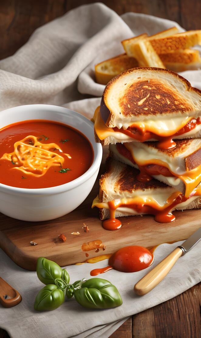 Grilled cheese sandwich and tomato soup