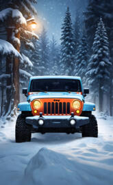 lights in the Jeep snow