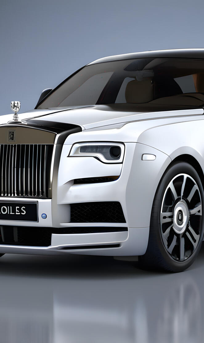 a white car with a black grill
ROLLS ROYCE