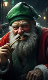 Santa Claus has a green hat