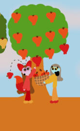 Faith and Kalia picking apples