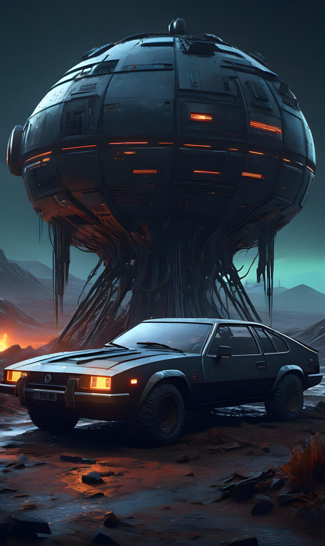 a car with a large dent in the back of it