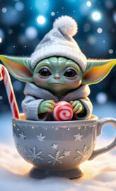 Cute Baby Yoda in a Cup/ Grogu