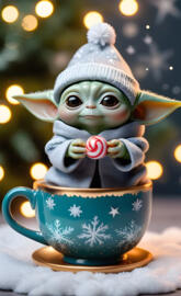Cute Baby Yoda in a Cup