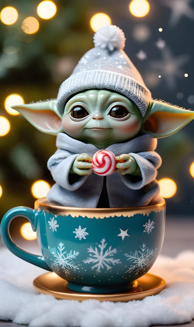 Cute Baby Yoda in a Cup