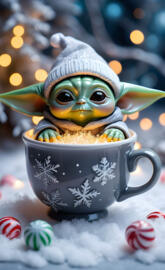 Cute Baby Yoda in a Cup