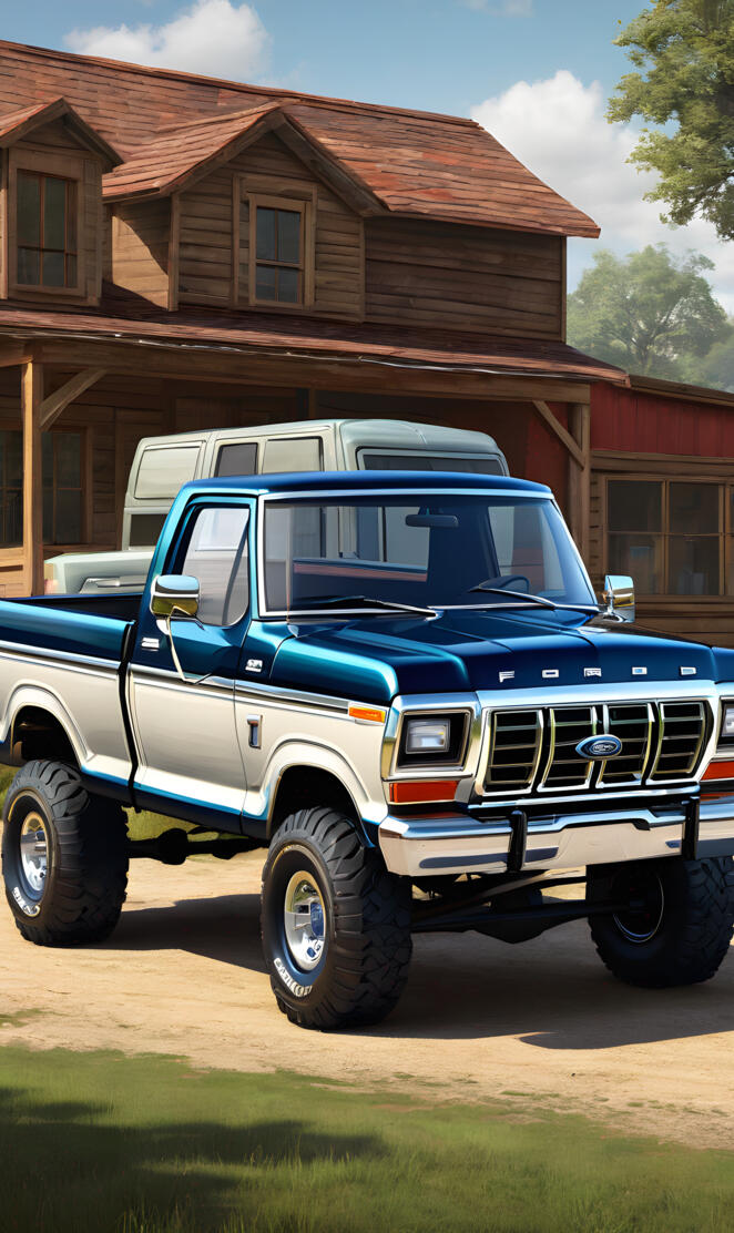 An Awesome Two Tone Paint, Dark Blue & White Ford F-150 4x4 Pickup.