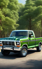 A Nice Green & White 1979 Ford F-150 Pickup Truck.