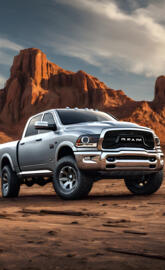 A Silver 2024 Dodge Ram 4x4 4-door Pickup Truck.
