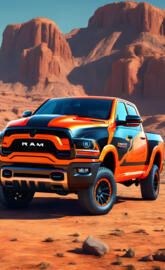 2024 Dodge Ram 4x4 4-door Pickup With Black Decals.