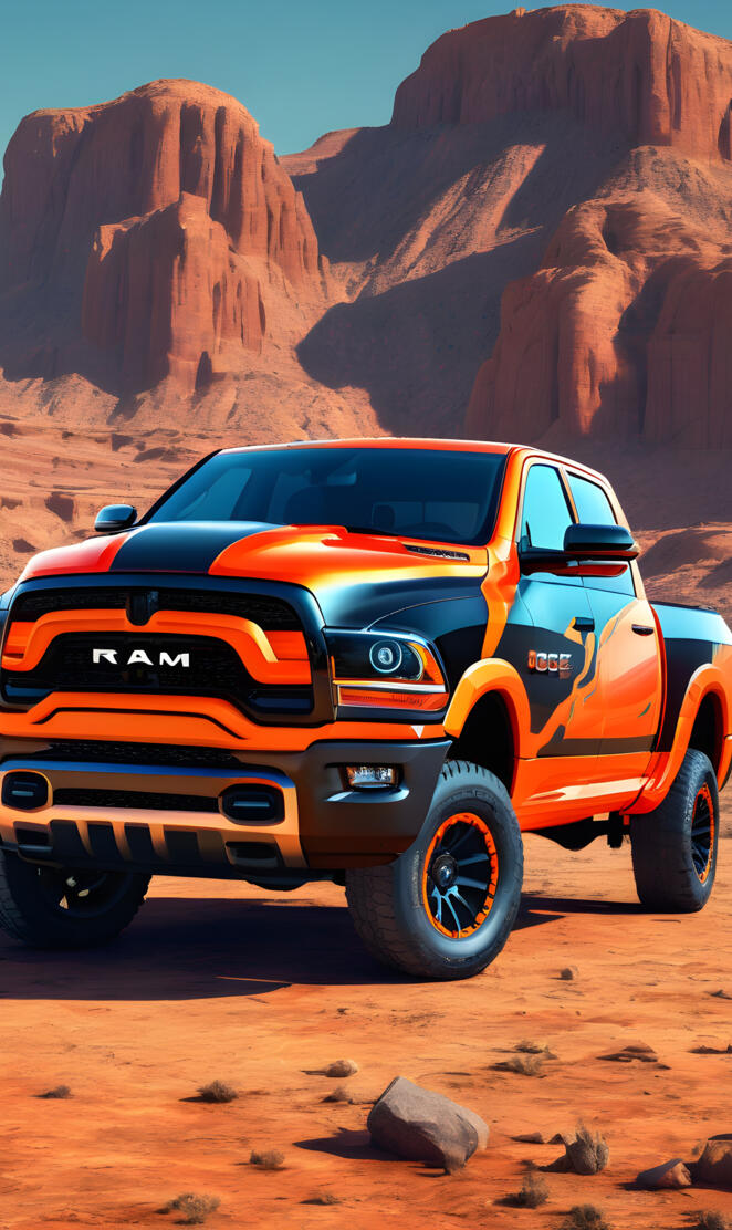 2024 Dodge Ram 4x4 4-door Pickup With Black Decals.