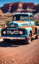a car parked in front of a rock wall