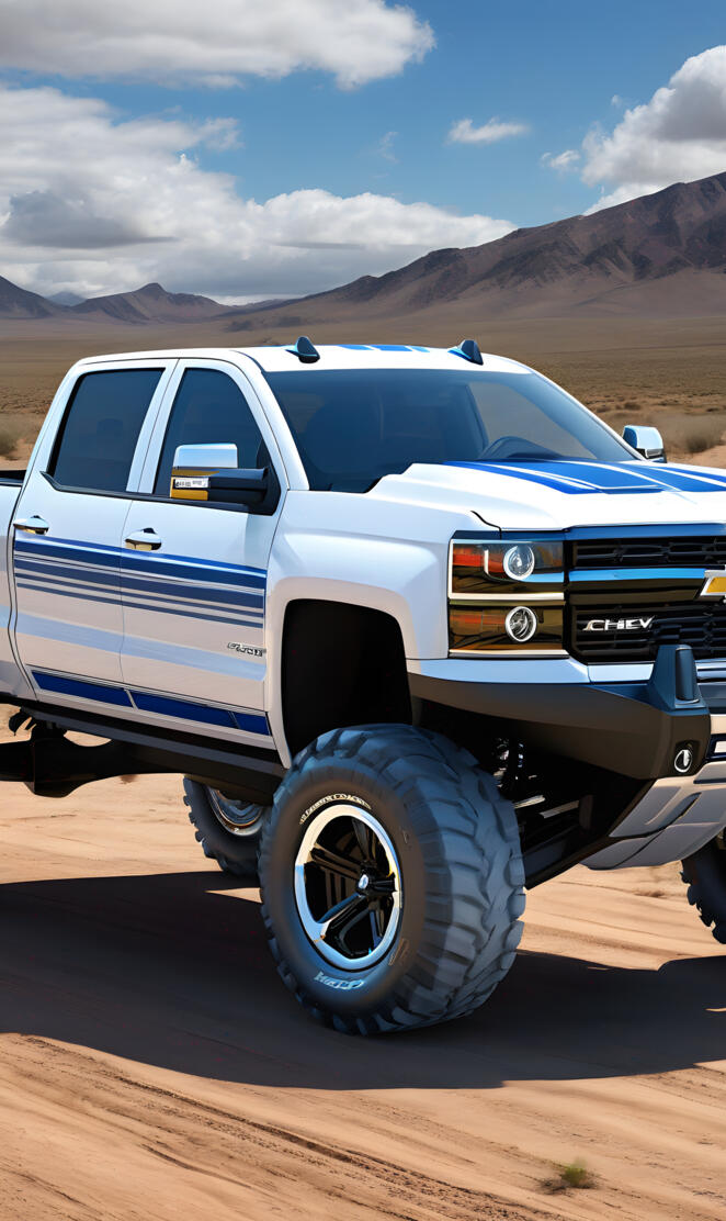 A Beautiful 2025 Chevrolet Silverado 4x4 4-door Pickup W/ Blue Stripes