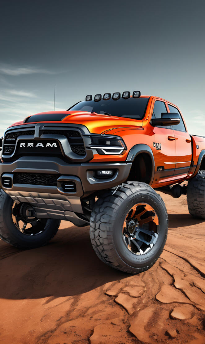 2025 Burnt Orange Dodge Ram 1500 4x4 4-door Pickup Truck.