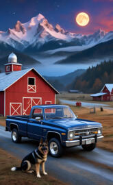 Retro Christmas Chevy Pickup Truck With Blessing's