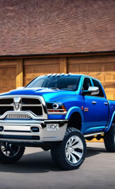 A Real Nice Looking Medium Blue Dodge Ram 4x4 4-door Pickup Truck.