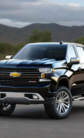 Black Chevrolet Silverado 4x4 4-door Pickup Truck.