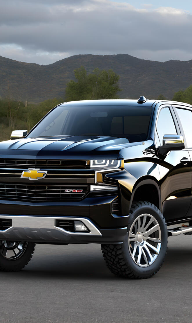 Black Chevrolet Silverado 4x4 4-door Pickup Truck.