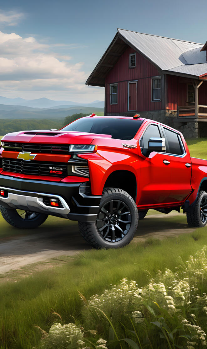 A Red 2025 Chevrolet Silverado Z71 package, 4x4 4-door.