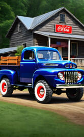 A 1948 Ford F1 4X4 Pickup Truck With A Nice Old Pepsi Cola Paint Job.