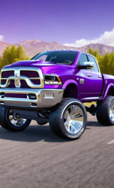 A Nice Purple Dodge Ram 4x4 4-door Pickup Truck.