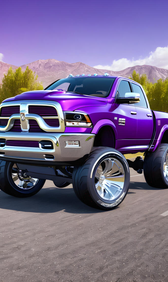 A Nice Purple Dodge Ram 4x4 4-door Pickup Truck.