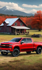 A Red 2025 Chevrolet Silverado Z71 Package 4X4 4-Door Pickup Truck.