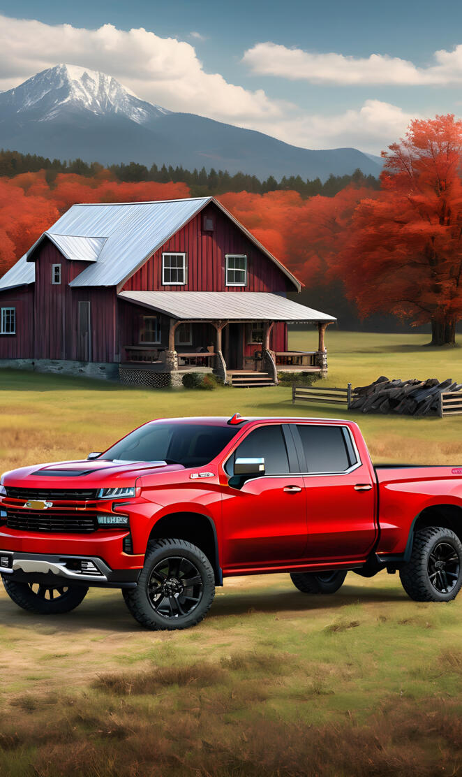 A Red 2025 Chevrolet Silverado Z71 Package 4X4 4-Door Pickup Truck.