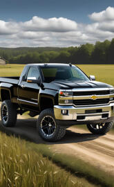 A Beautiful 2025 Black Chevrolet Silverado 4x4 2-door Pickup Truck.