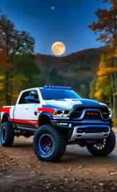 a white truck with a blue light on top of it