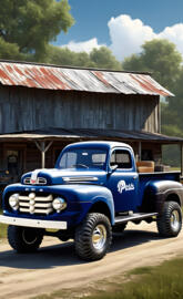 A Sharp 1942 Ford 4X4 Pickup Truck With A Nice Pepsi Cola Paint Job.