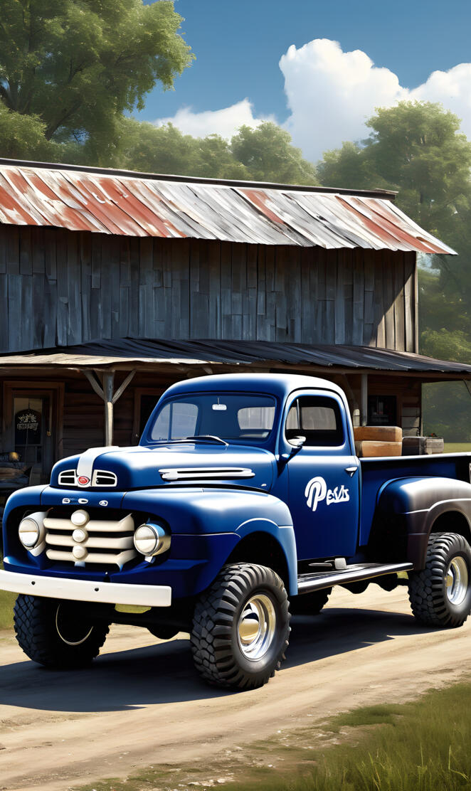 A Sharp 1942 Ford 4X4 Pickup Truck With A Nice Pepsi Cola Paint Job.