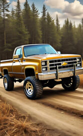 A Beautiful Gold Colored 1982 Silverado 4x4 2-door Pickup Truck.