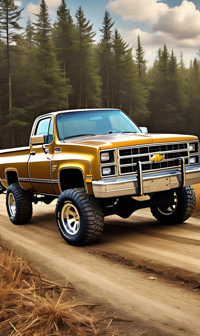 A Beautiful Gold Colored 1982 Silverado 4x4 2-door Pickup Truck.