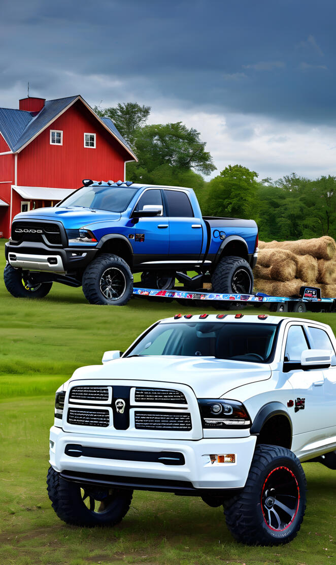 a truck parked in a grassy area