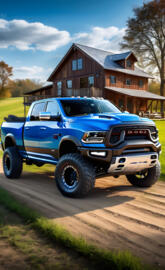 a truck parked in front of a house