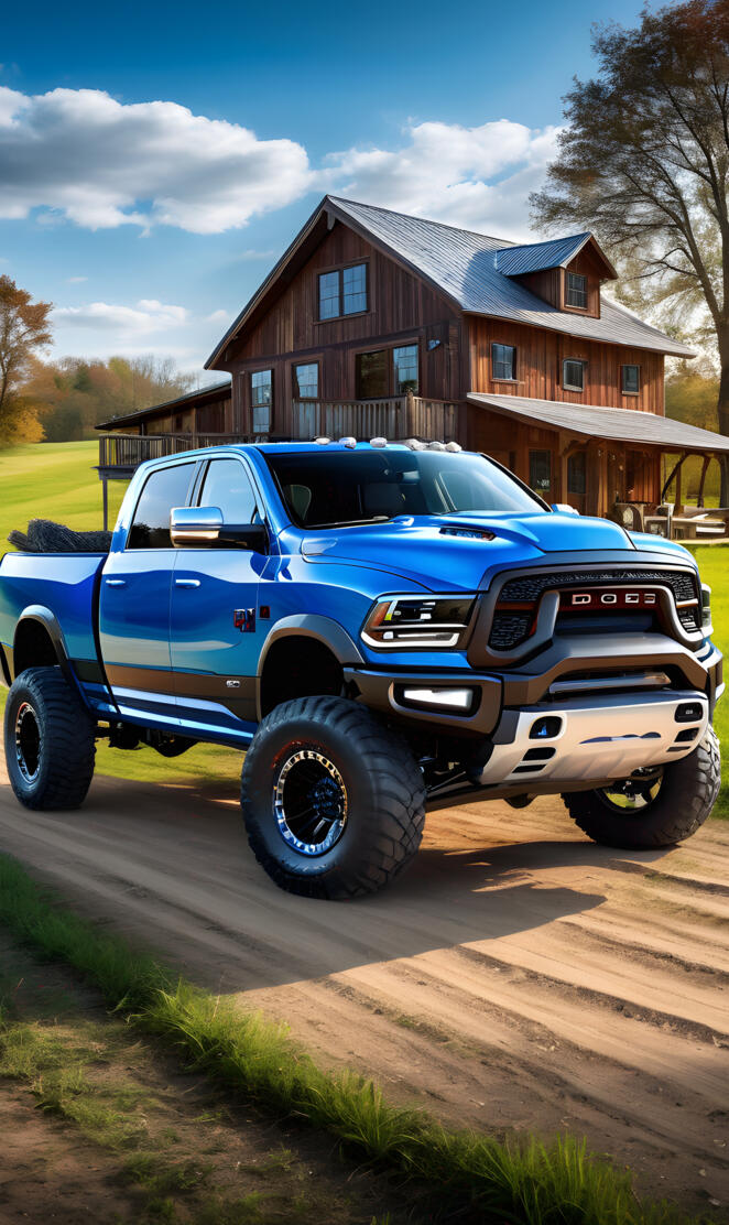 a truck parked in front of a house