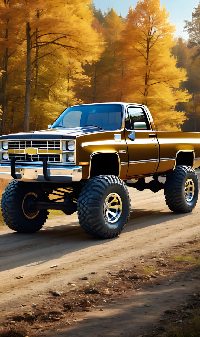 A Medium Brown And Copper Two Tone Paint Job On A 1982 Silverado.