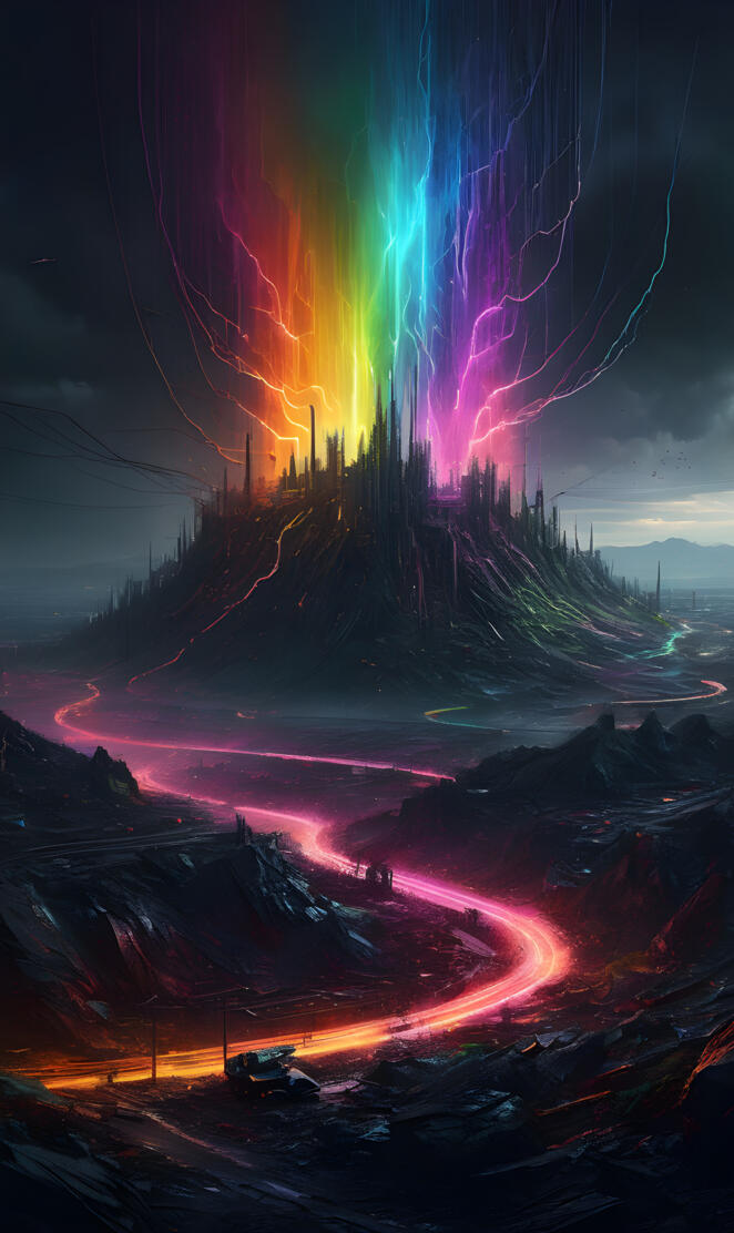 a mountain with a bright light in the sky