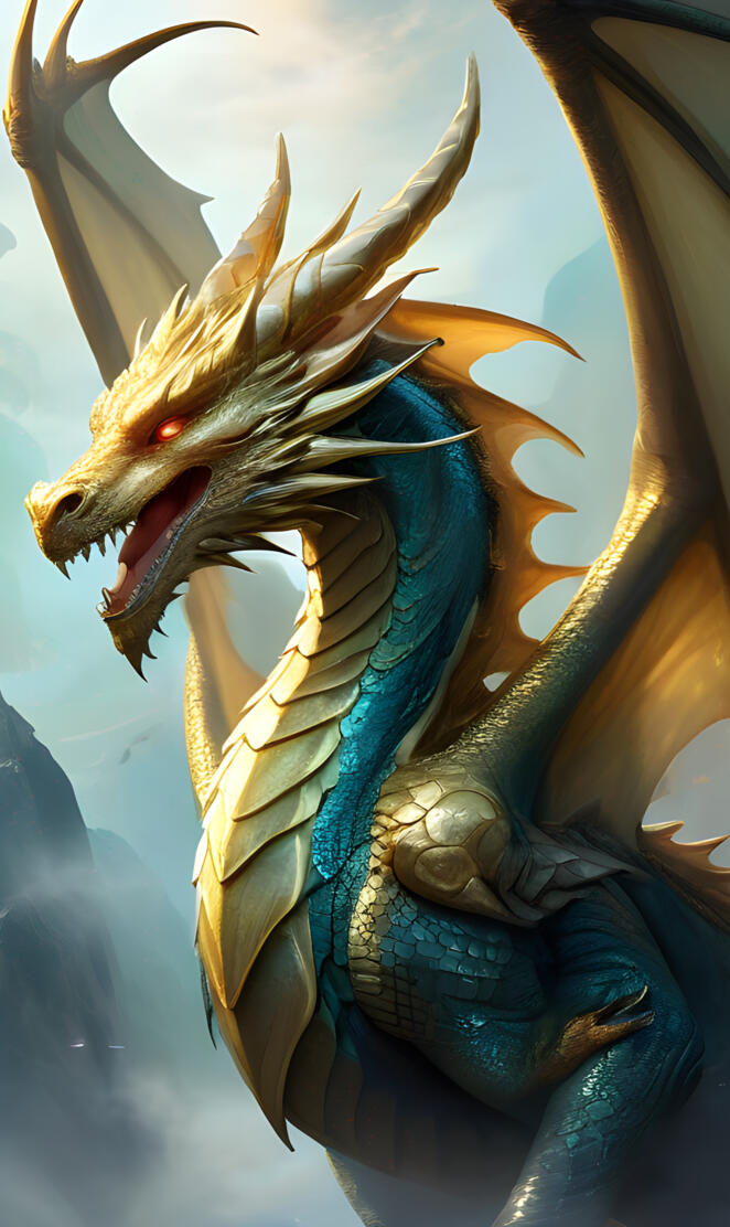 blue scaled gold dragon