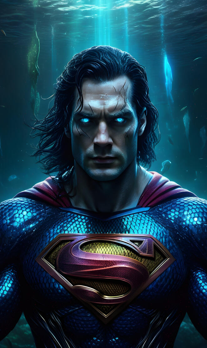 Supermam under water