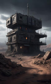 a building on a beach