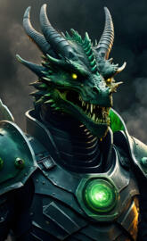 dragonnwith green lustrous orb