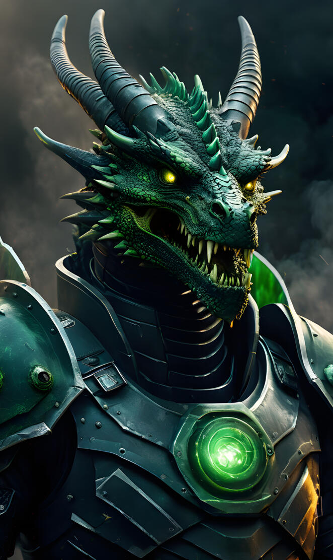 dragonnwith green lustrous orb