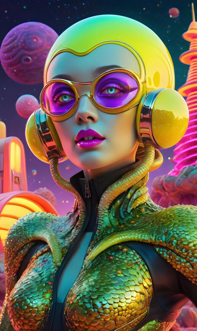 a woman with colorful makeup