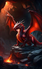 Red dragon in a cave :)