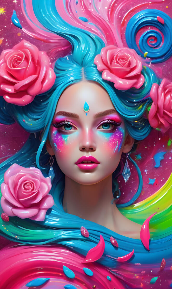 Elettra Gausman with flowers on her head