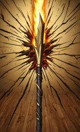 a burning plant on a wood surface