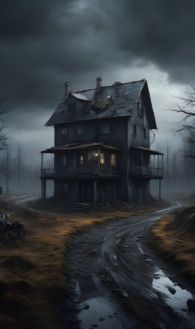 a house on a snowy road